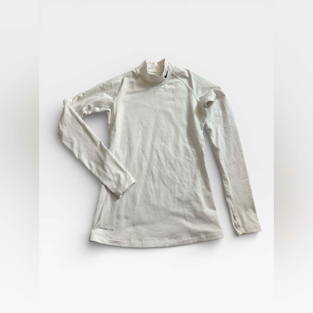 Nike Pro White Turtle Neck Long Sleeve Fitted Cold Gear Size Small